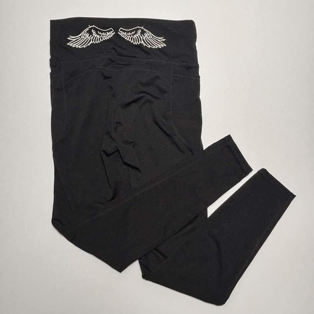 Yuna Fashion Black Leggings Size L/XL Wings